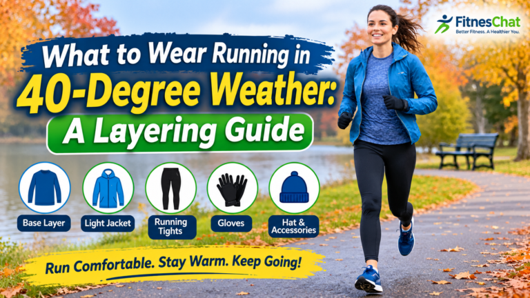 Runner wearing lightweight layers, running tights, and gloves on a chilly autumn morning.